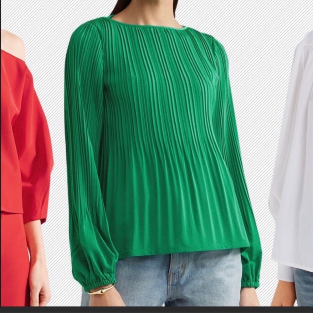 EUC Maje Pleated Emerald Green Blouse